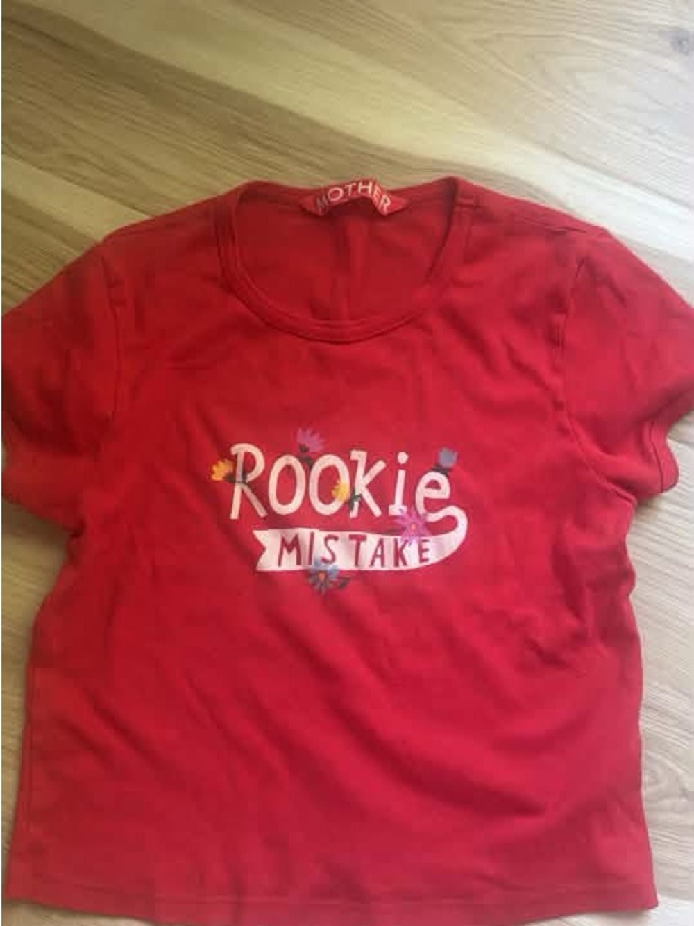 MOTHER Red 'Rookie Mistake' Short Sleeve Tee